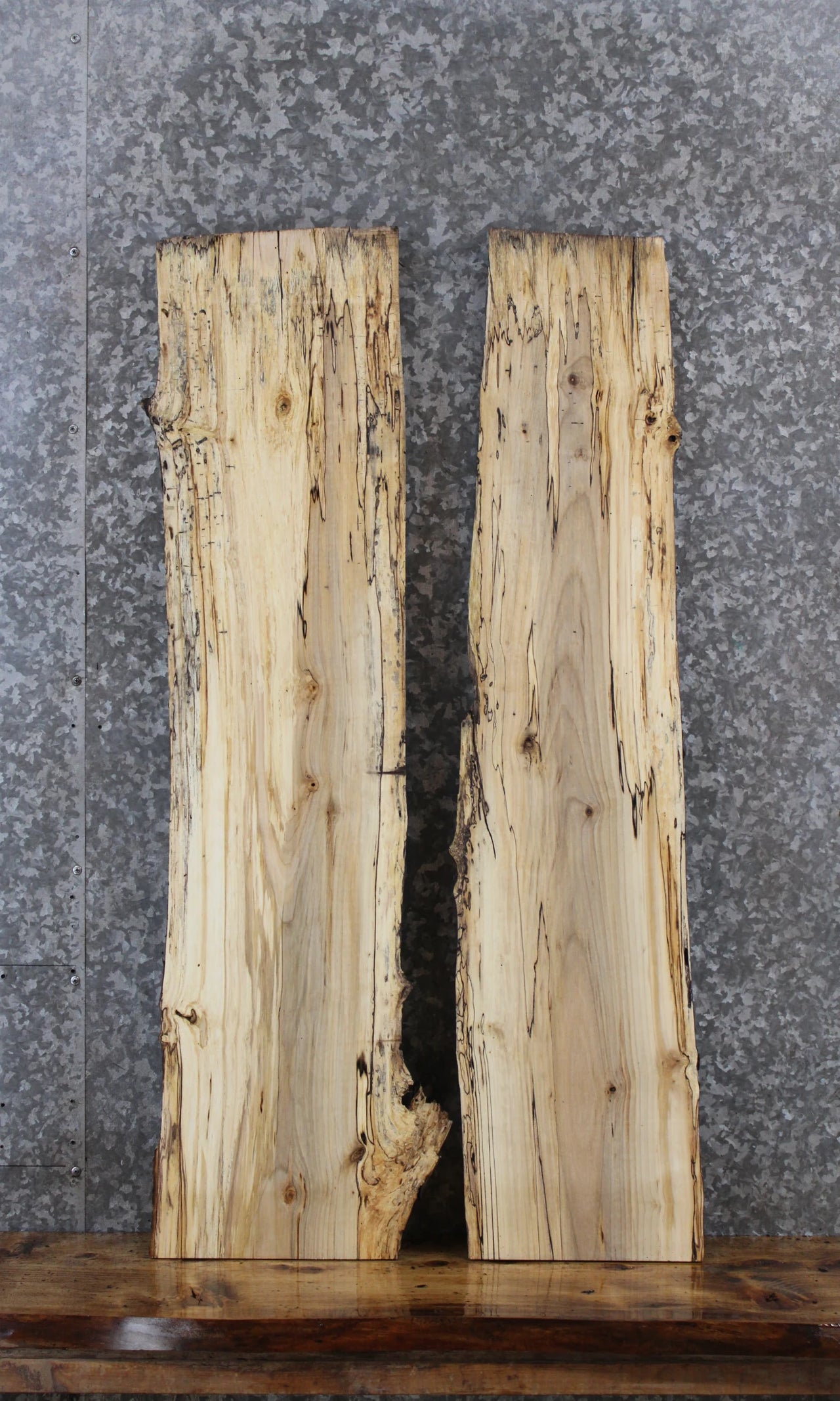 2- Spalted Maple Live Edge Charcuterie/Shelf Slabs 1561-1562
