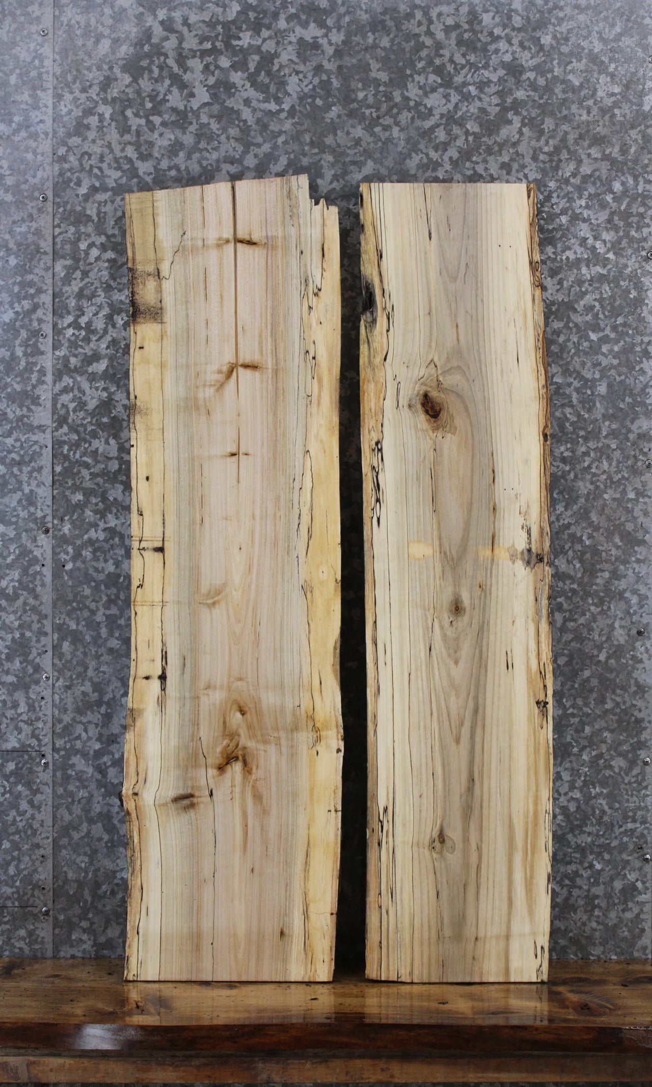 2- Spalted Maple Live Edge Charcuterie/Shelf Slabs 1563-1564