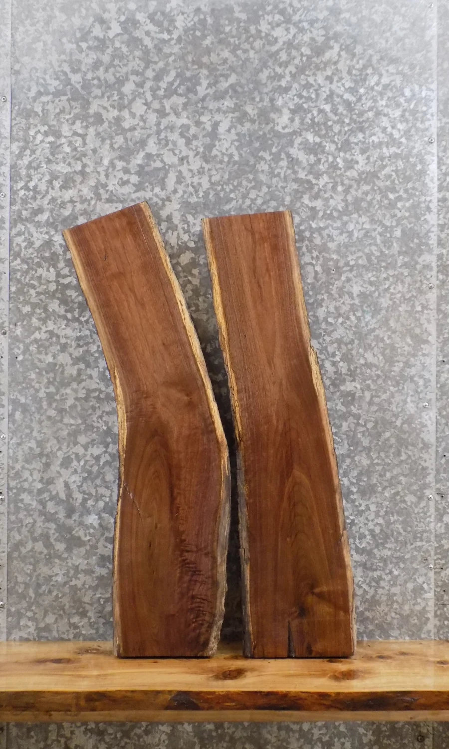 2- Live Edge Spalted Black Walnut Bench/Wall Shelve Slabs 1571-1572