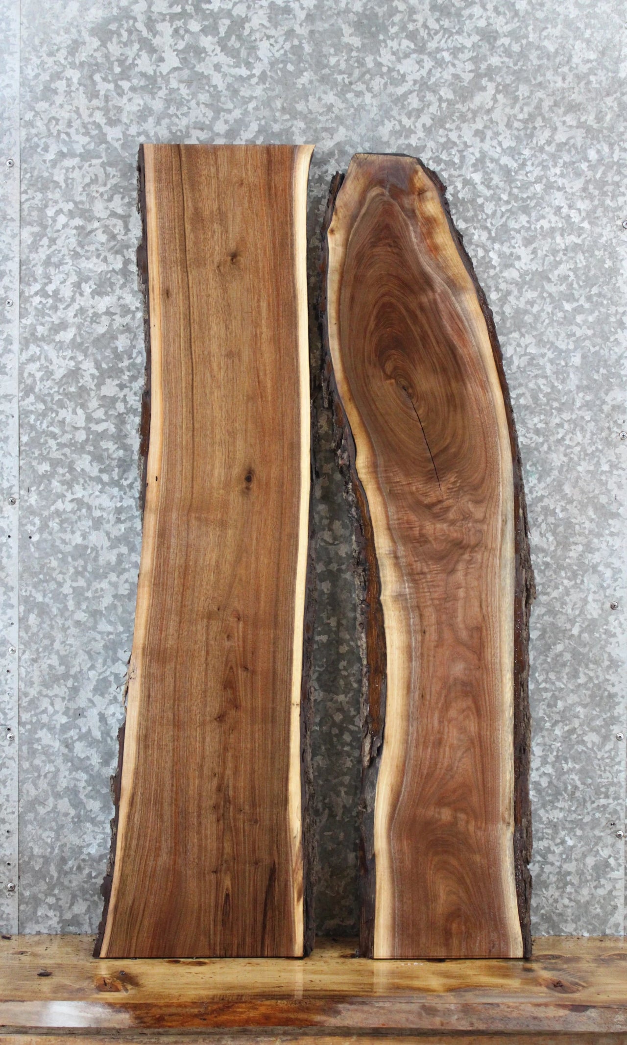 2- Walnut Live Edge Charcuterie/Taxidermy/Shelf Slabs 1577-1578