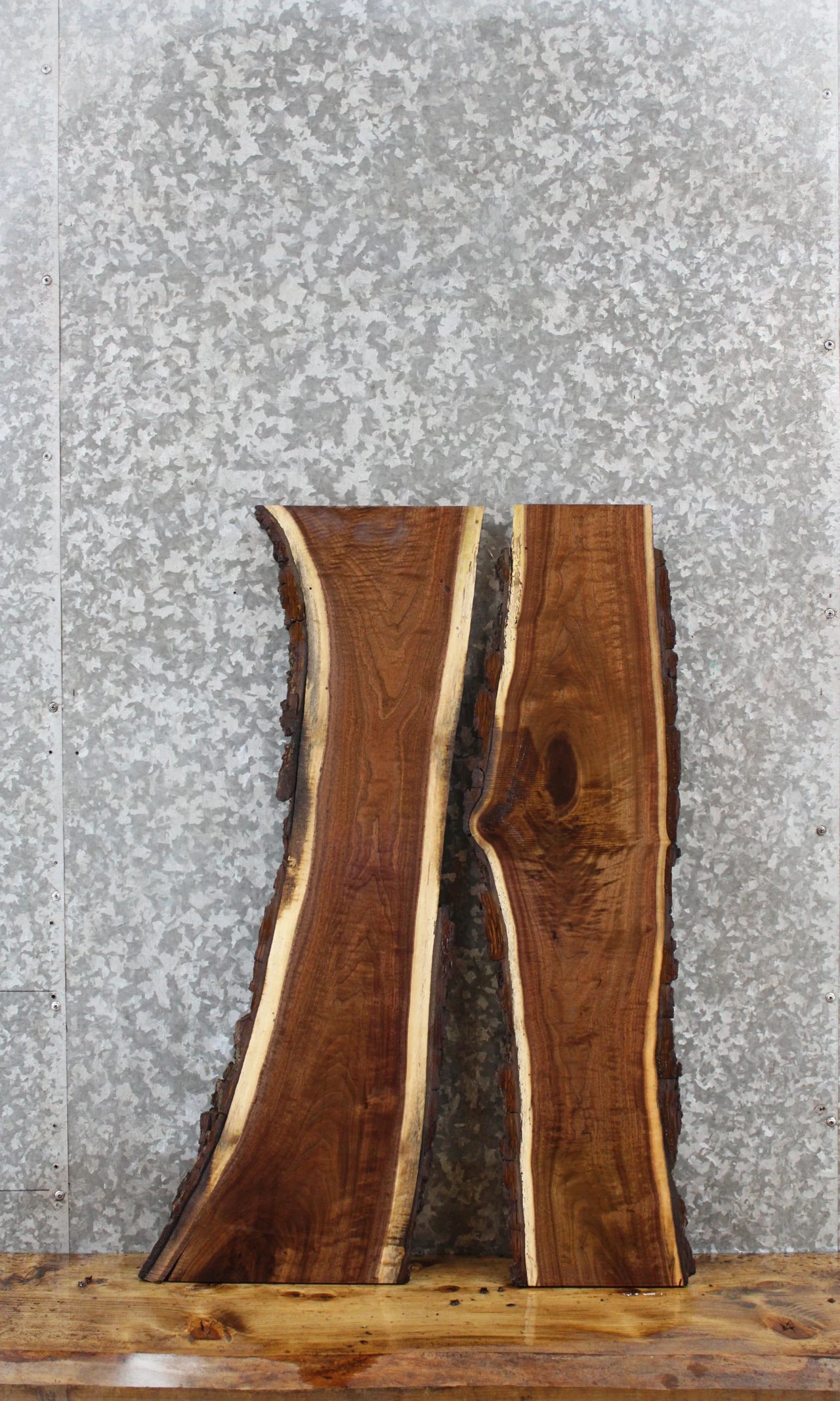 2- Walnut Live Edge Charcuterie/Taxidermy/Shelf Slabs 1583-1584