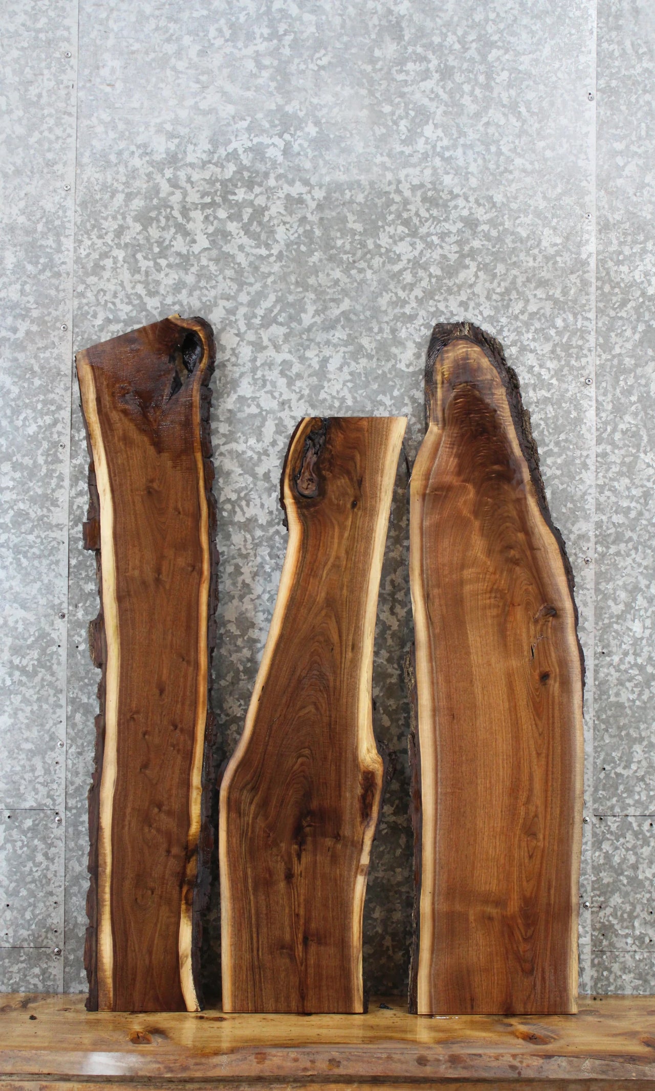 3- Walnut Live Edge Taxidermy/Charcuterie/Shelf Slabs 1583-1585