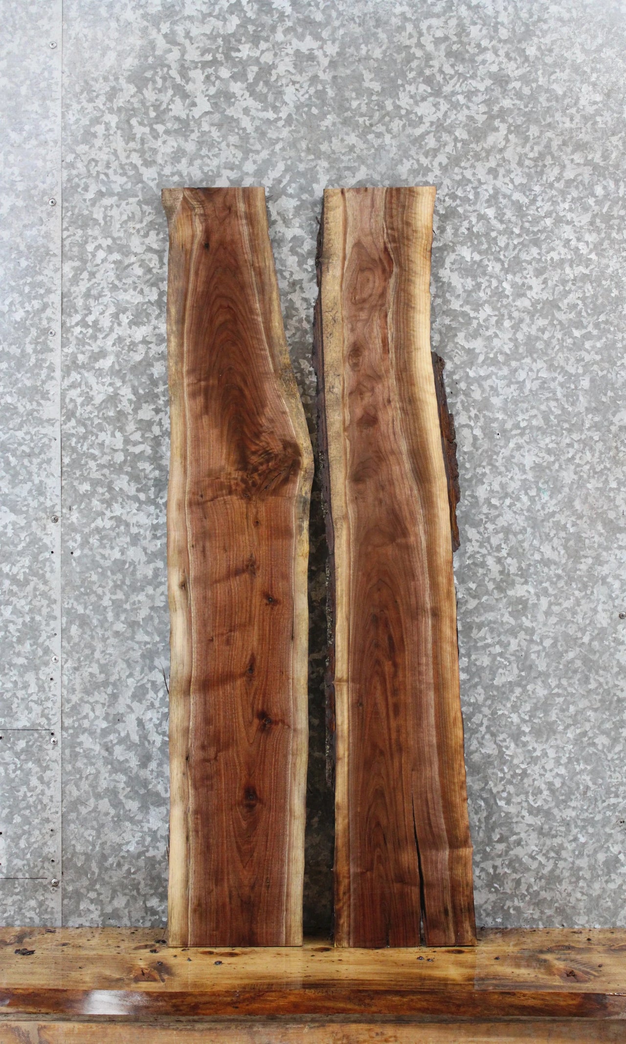 2- Walnut Live Edge Charcuterie/Taxidermy/Shelf Slabs 1586-1587