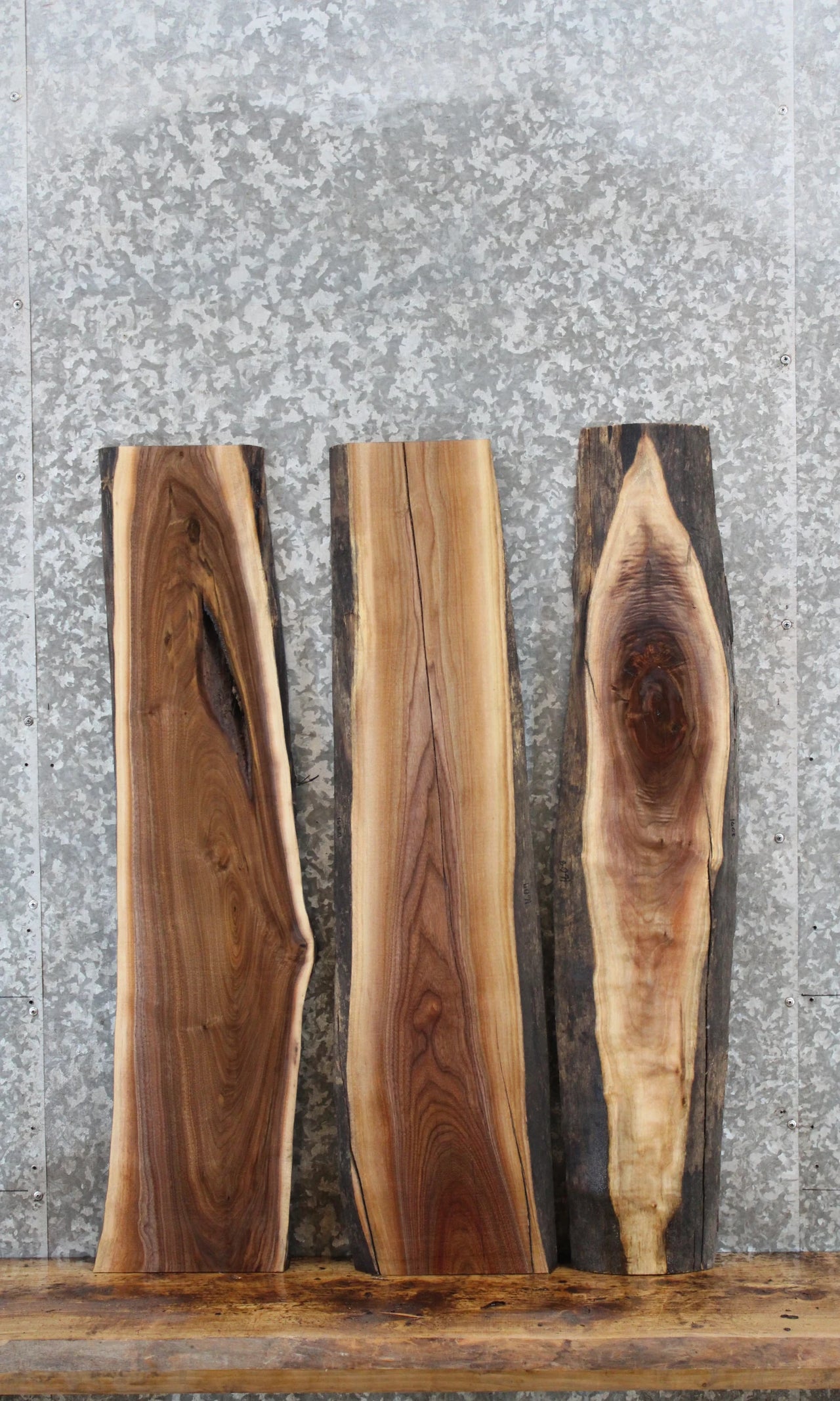 3- Rustic Natural Edge Black Walnut Charcuterie Boards 1606-1608