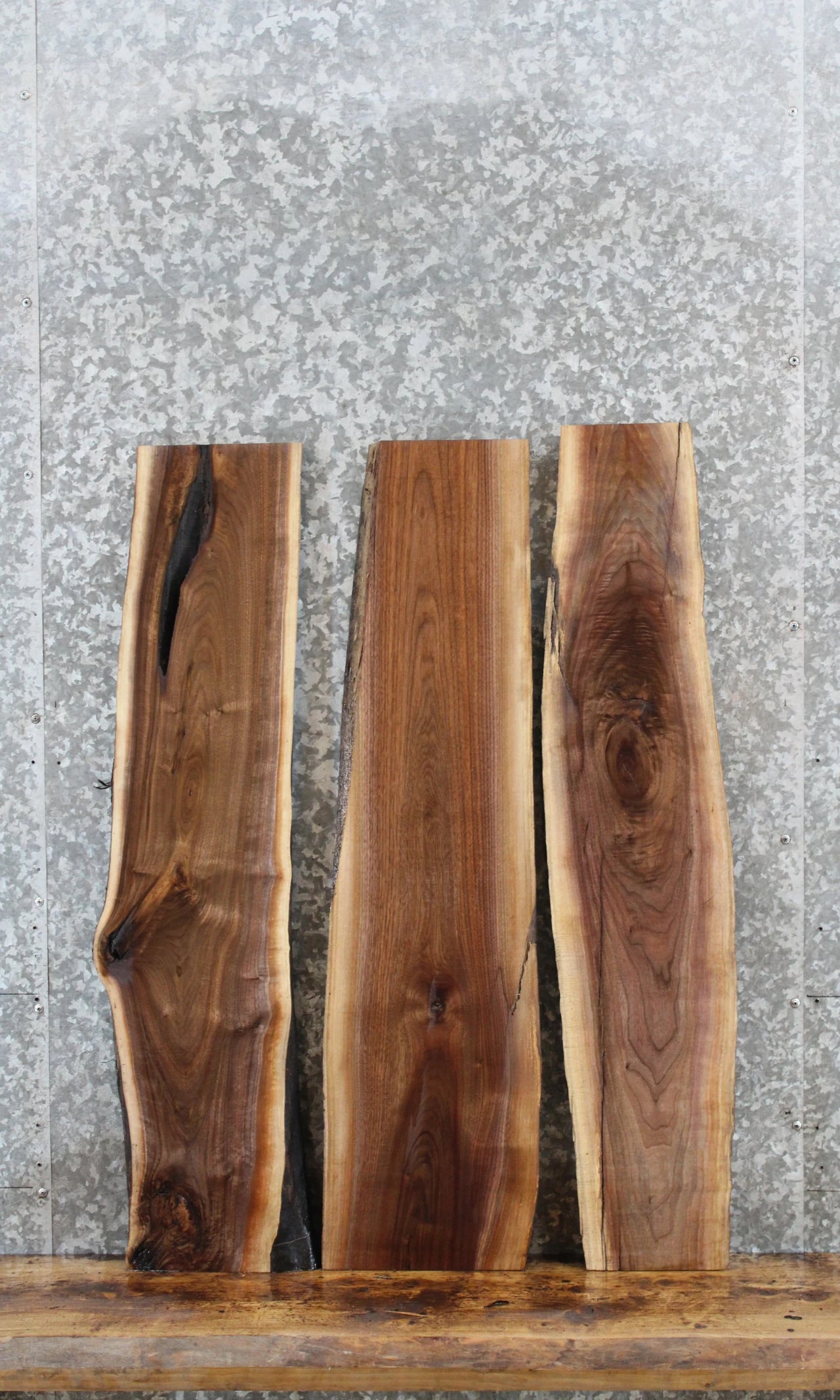 3- Rustic Natural Edge Black Walnut Charcuterie Boards 1606-1608