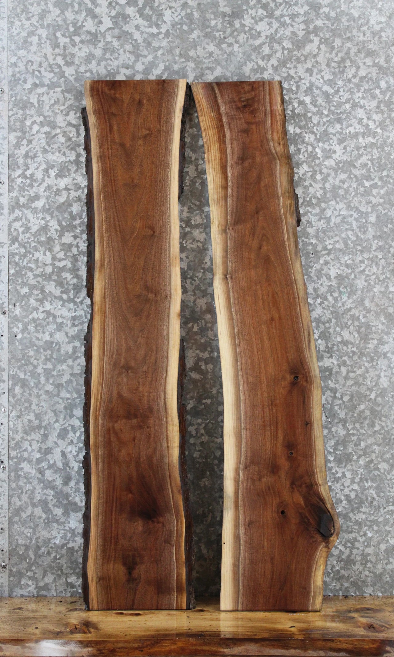 2- Walnut Live Edge Charcuterie/Taxidermy/Shelf Slabs 1618-1619