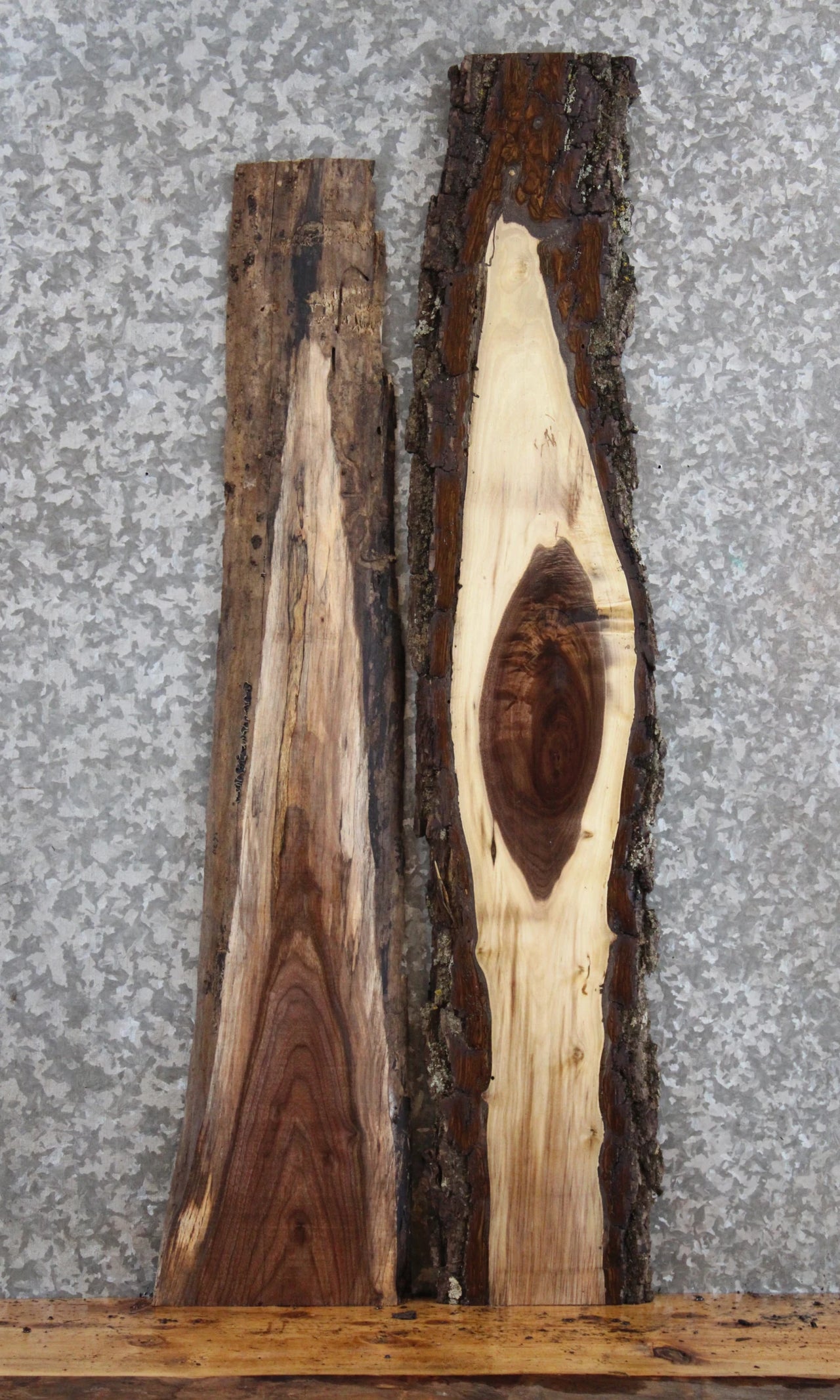2- Live Edge Black Walnut Side Table Tops/Wall Shelves 1620-1621