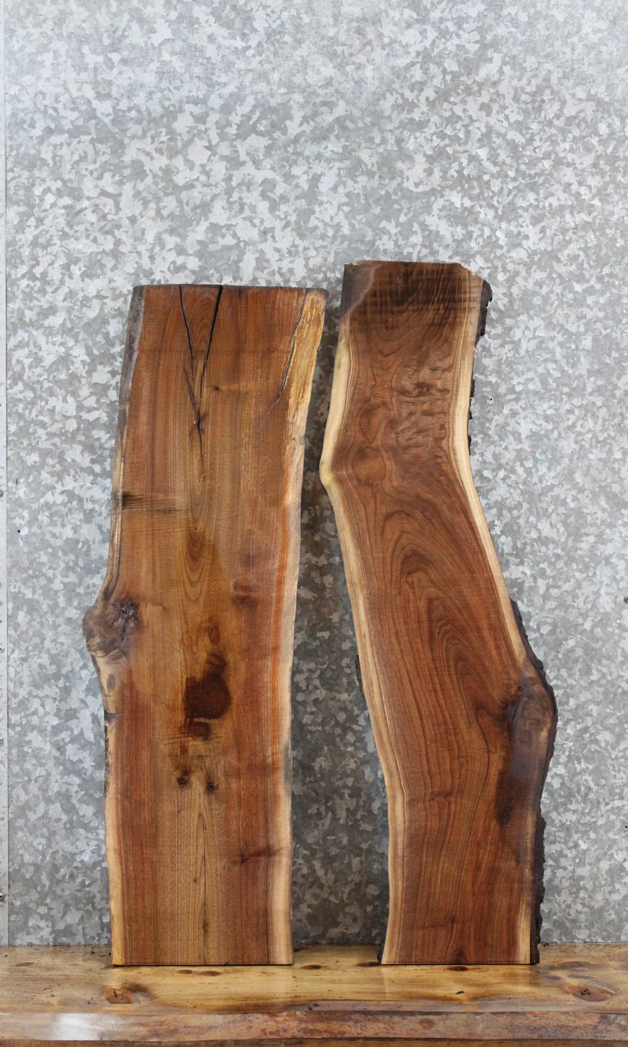 2- Walnut Live Edge Charcuterie/Taxidermy/Shelf Slabs 1622-1623