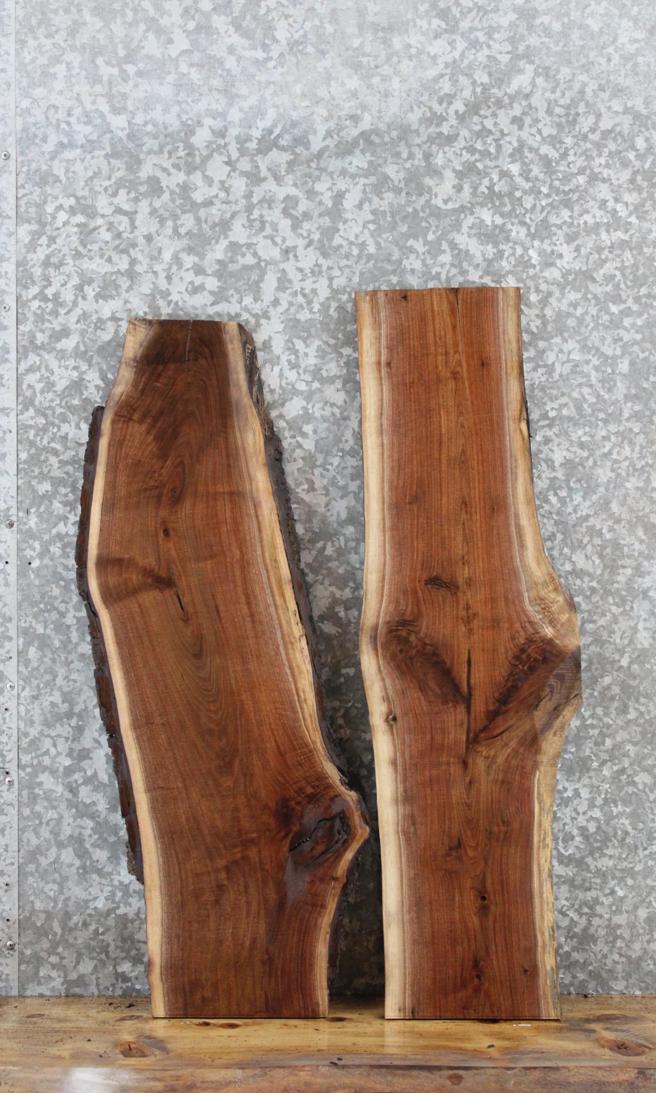 2- Walnut Live Edge Charcuterie/Taxidermy/Shelf Slabs 1624-1625