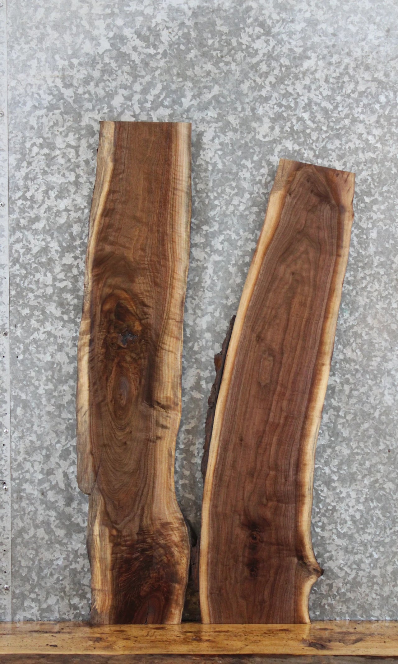 2- Live Edge Black Walnut Side Table Tops/Wall Shelves 1655-1656