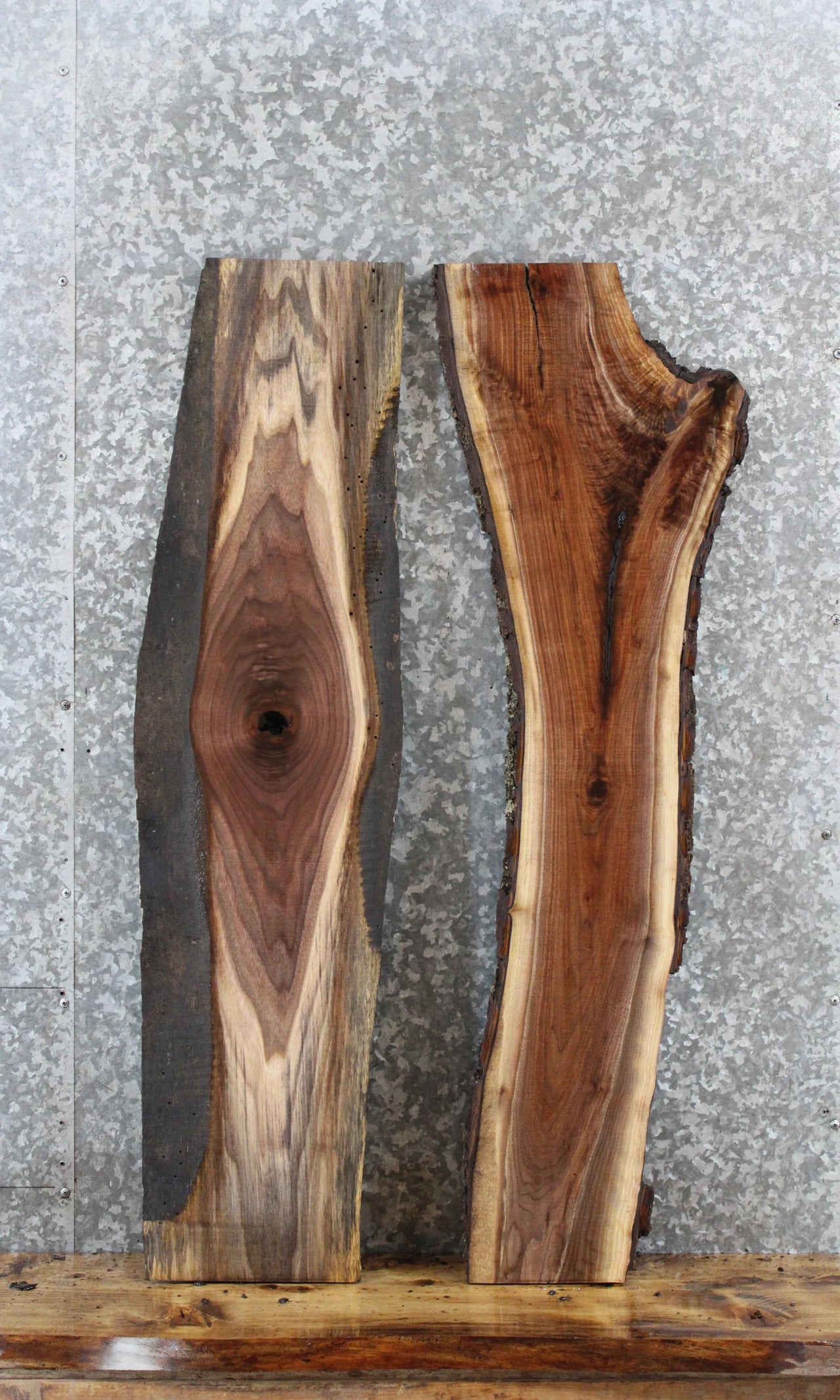2- Walnut Live Edge Charcuterie/Shelf/Taxidermy Slabs 1686-1687