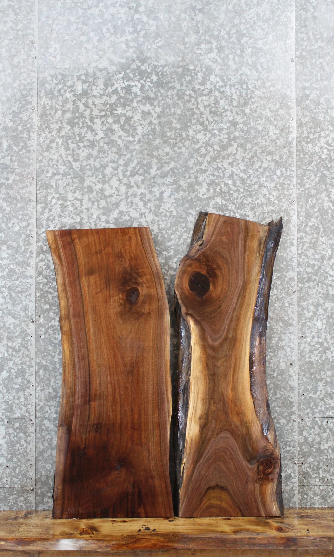 2- Walnut Live Edge Charcuterie/End Table/Shelf Slabs 1694-1695