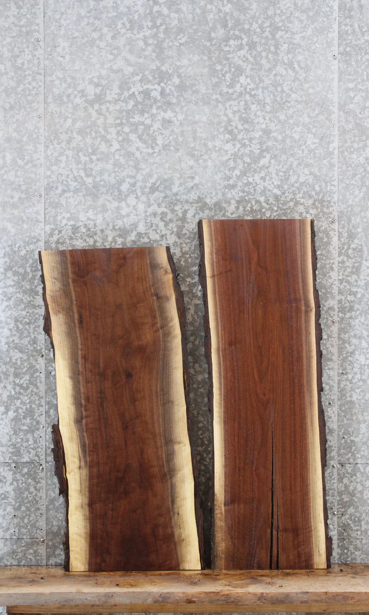 2- Rustic Live Edge Black Walnut Coffee Table Tops 1703-1704
