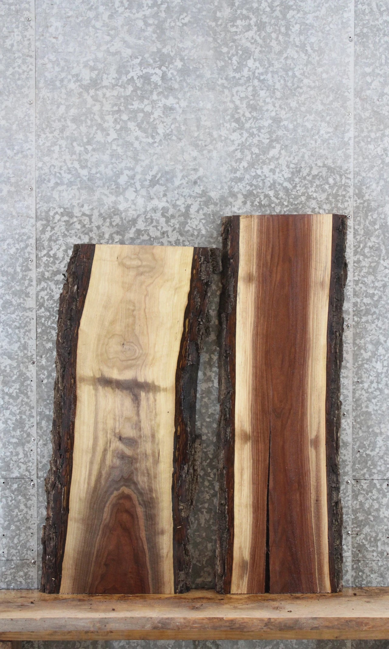 2- Rustic Live Edge Black Walnut Coffee Table Tops 1703-1704