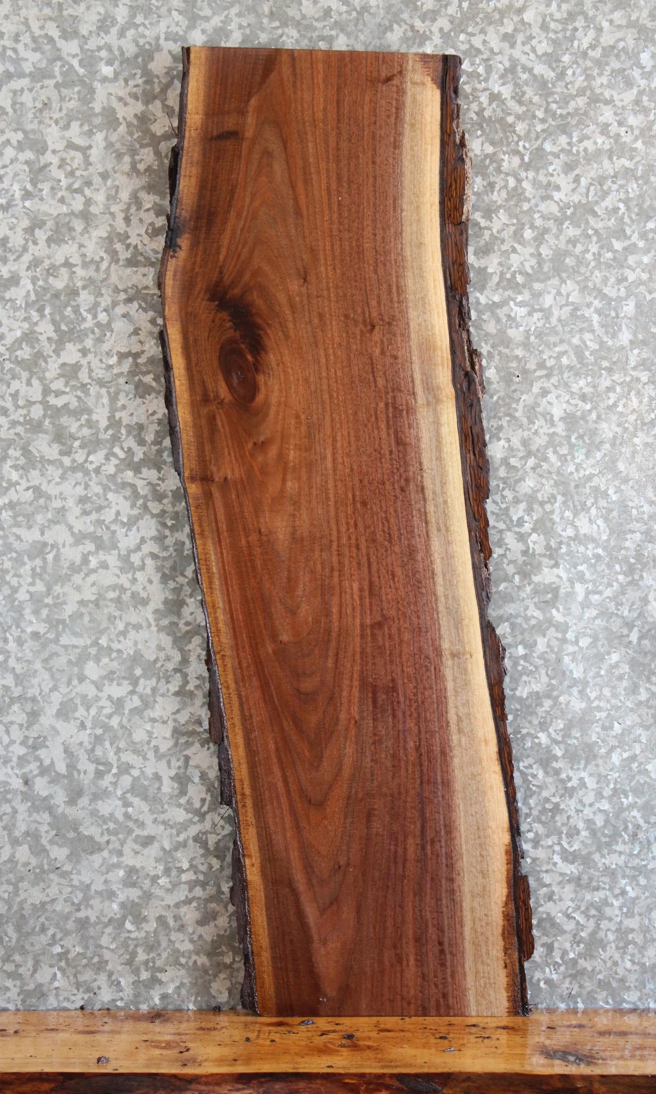 Black Walnut Live Edge Side Table Top/Wall Shelf 1736