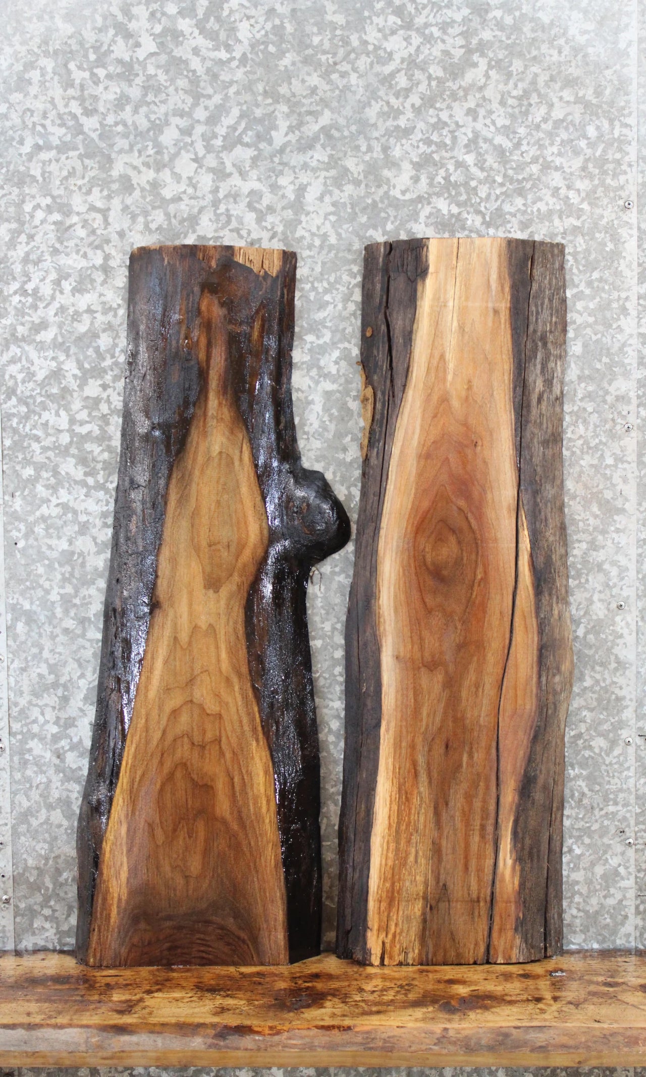 2- Rustic Live Edge Black Walnut Console Table Tops 1744-1745