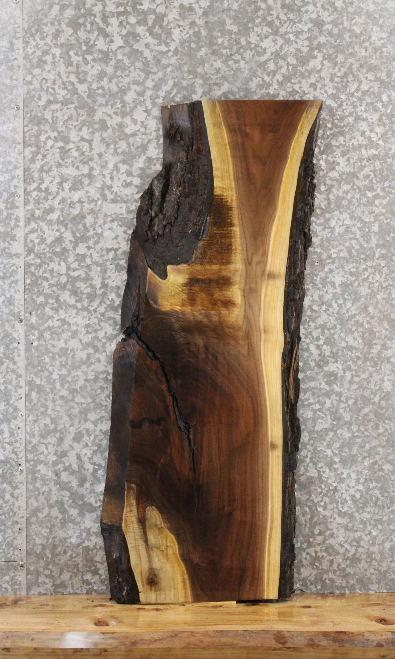 Black Walnut Live Edge Wood Slab, Rustic Lumber 1800