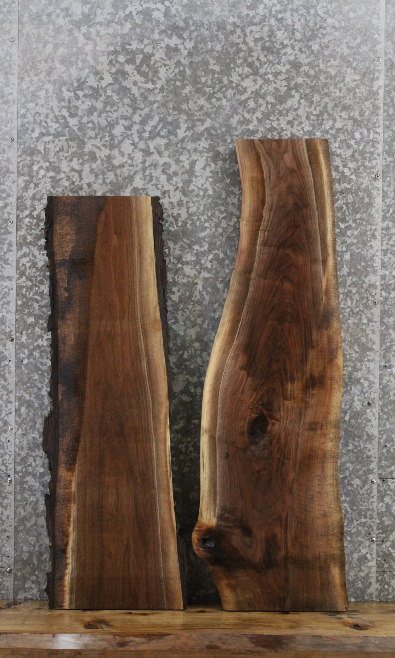 2- Black Walnut Live Edge Charcuterie/Taxidermy Slabs 1804,1807