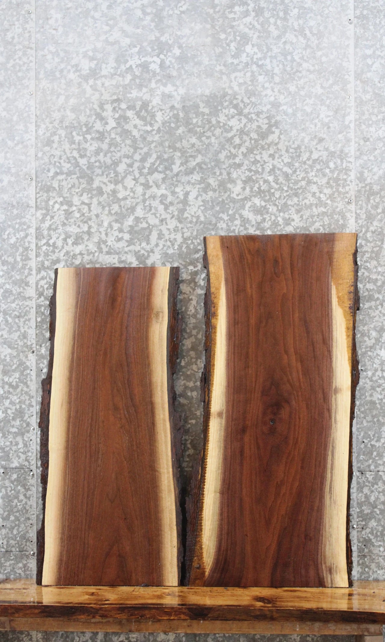 2- Salvaged Natural Edge Black Walnut Office Desk Top Slabs 1827-1828