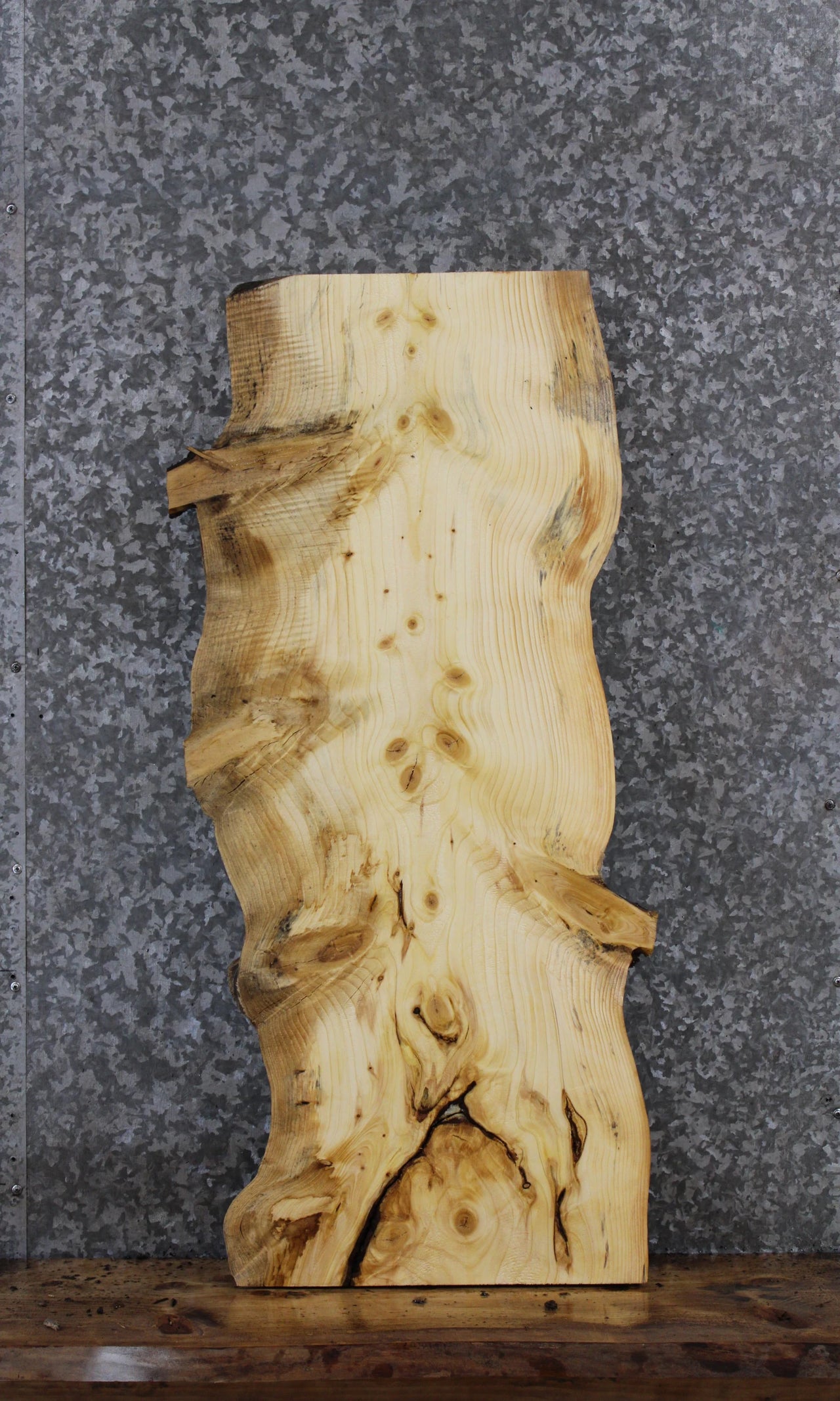 Salvaged Live Edge Knotty Pine Floating Shelf/Coffee Table 1829