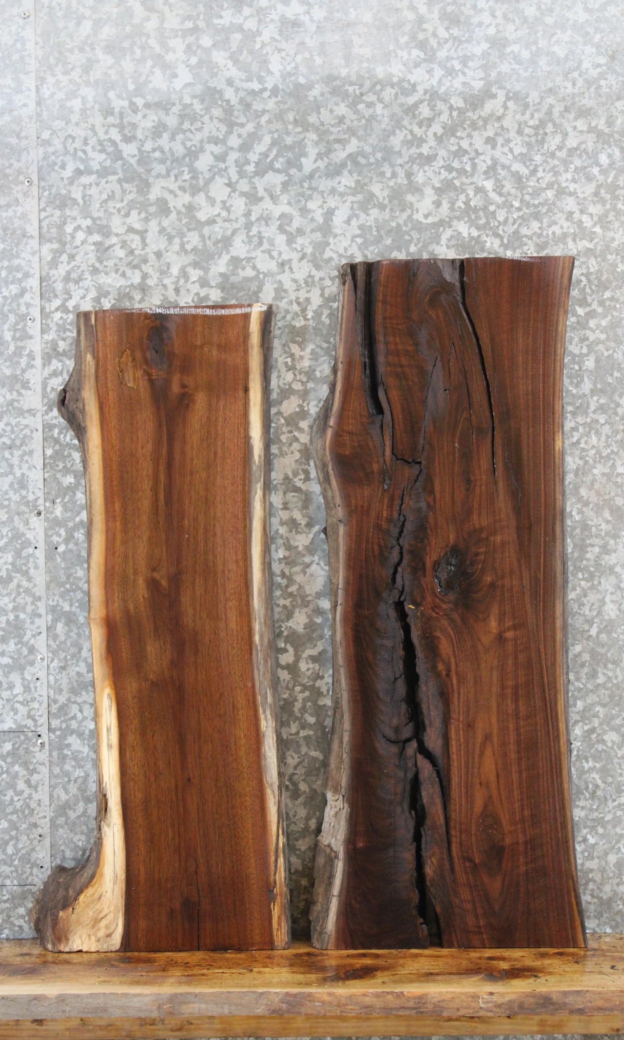 2- Black Walnut Live Edge Slabs, Wooden Shelf or Epoxy Project 1835