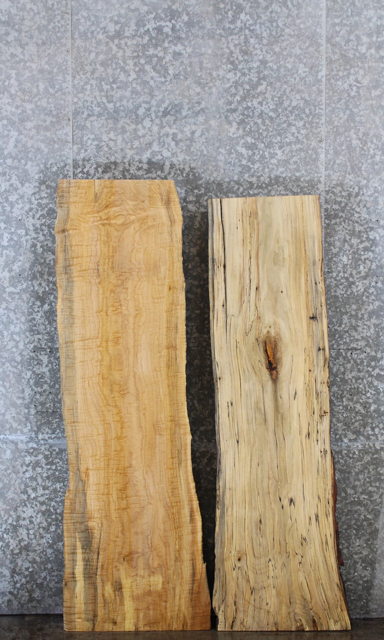 2- Salvaged Maple Live Edge Slabs, Natural Edge Wood Lumber 19-20