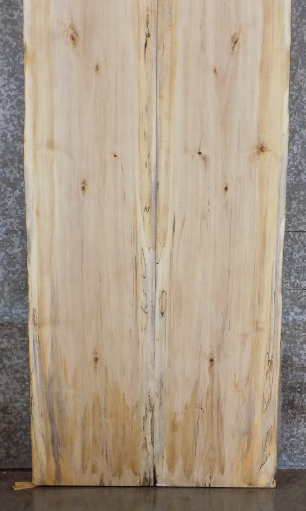 2- Rustic Live Edge Bookmatched Maple Dining Table Top Slabs 20008-20009