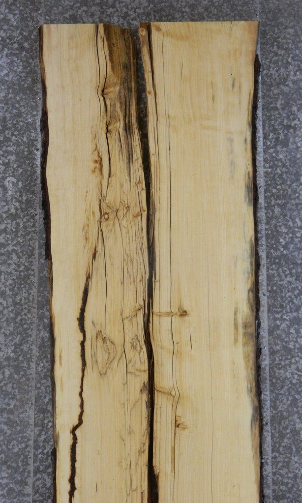 2- Pine Live Edge Bark River Table Top Slab Halves CLOSEOUT 20061