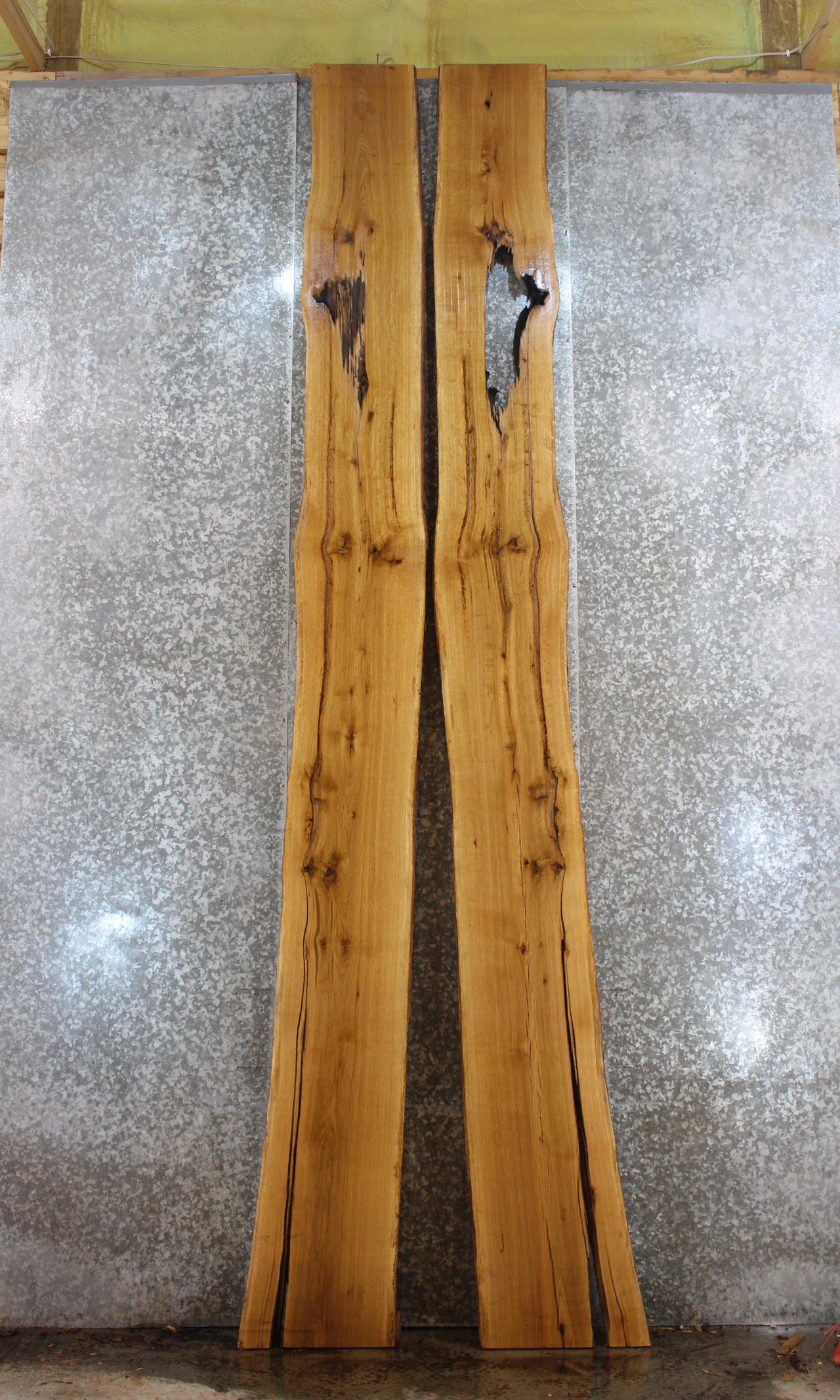 2- Rustic White Oak Live Edge Slabs, Bar Top, Epoxy River Table 20069-20070