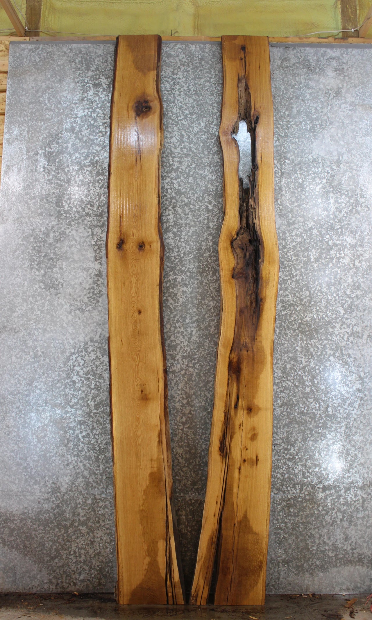 2- Rustic White Oak Live Edge Slabs, Bar Top, Epoxy River Table 20069-20070