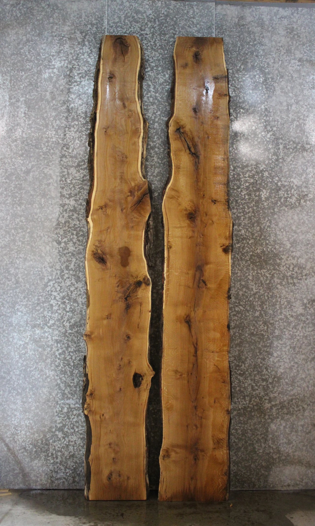 2- Oak Live Edge Book Match River Table/Bar Top Slabs 20283-20284