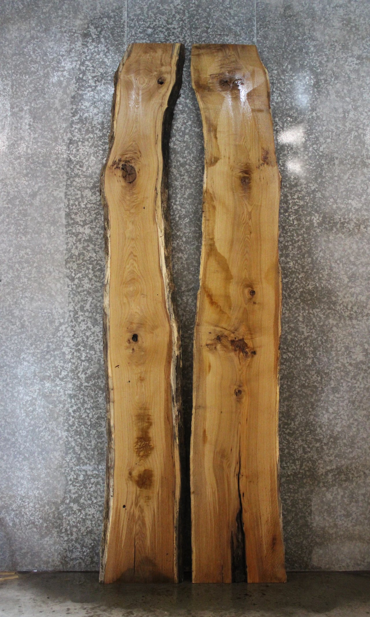 2- Oak Live Edge Book Match Dining/River Table 20287-20288