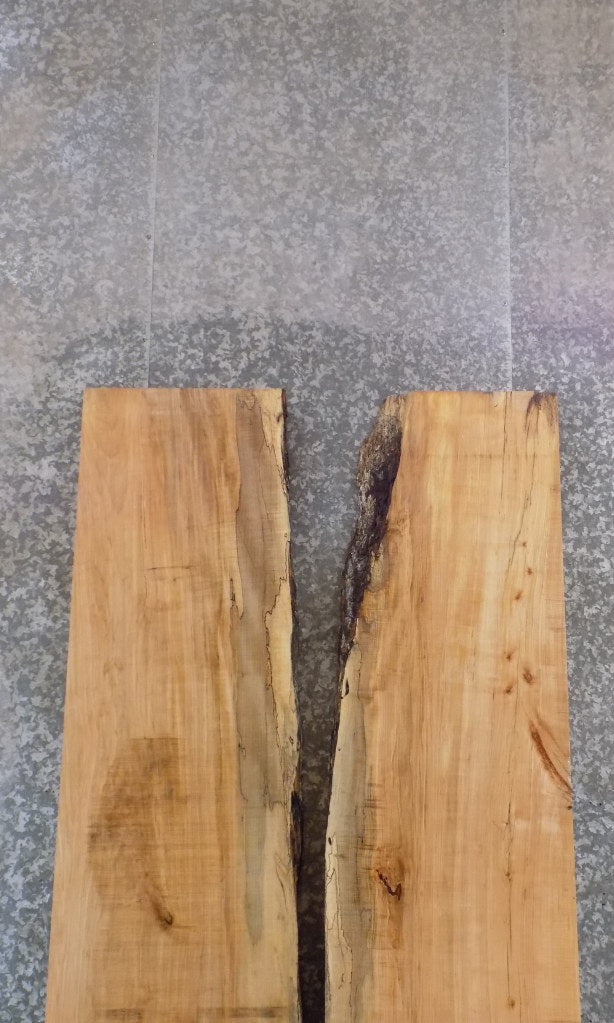 2- Bookmatched Natural Edge Maple Dining Table Top Slab Set 20293-20294