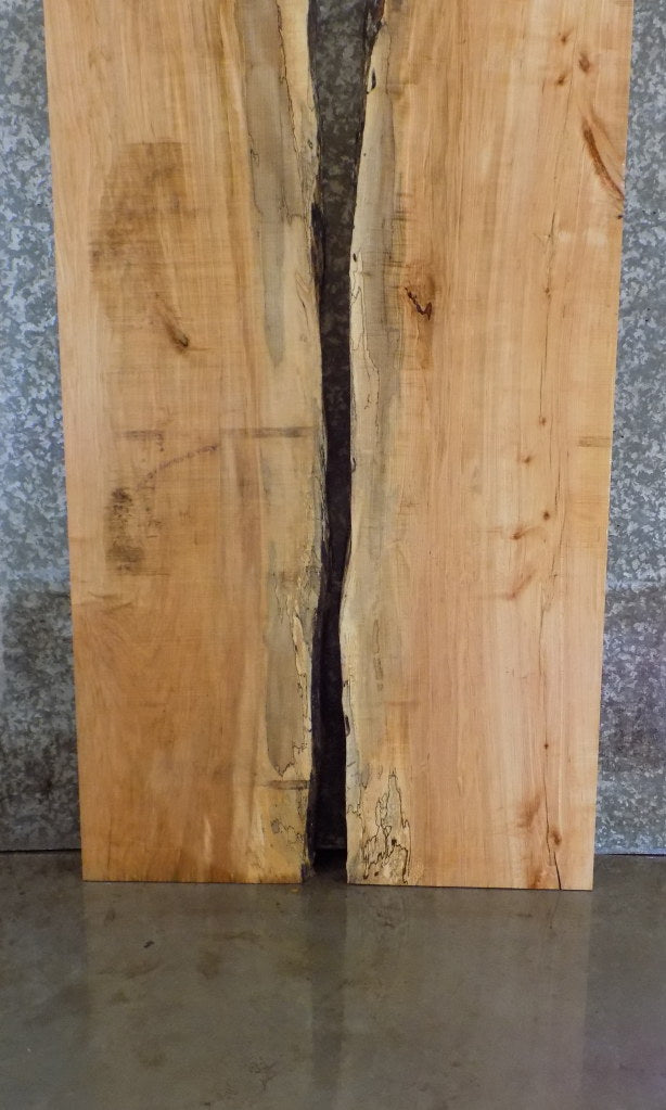 2- Bookmatched Natural Edge Maple Dining Table Top Slab Set 20293-20294