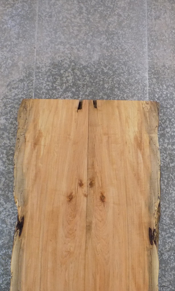 2- Rustic Live Edge Bookmatched Maple Dining Table Top Slabs 20295-20296