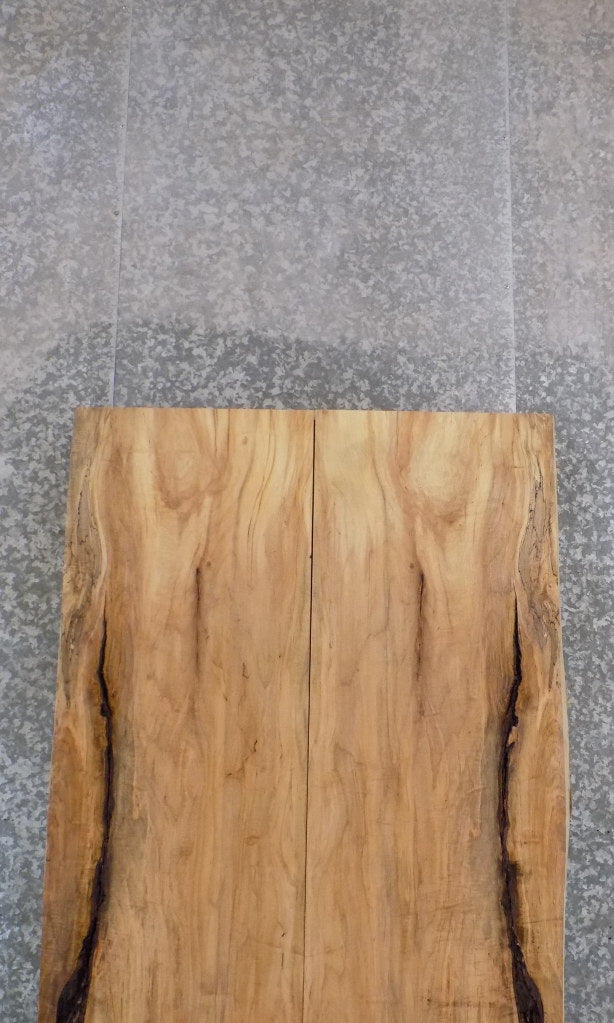 2- Spalted Maple Dining Table Top Slabs, Solid, Partial Live Edge 20311-20312