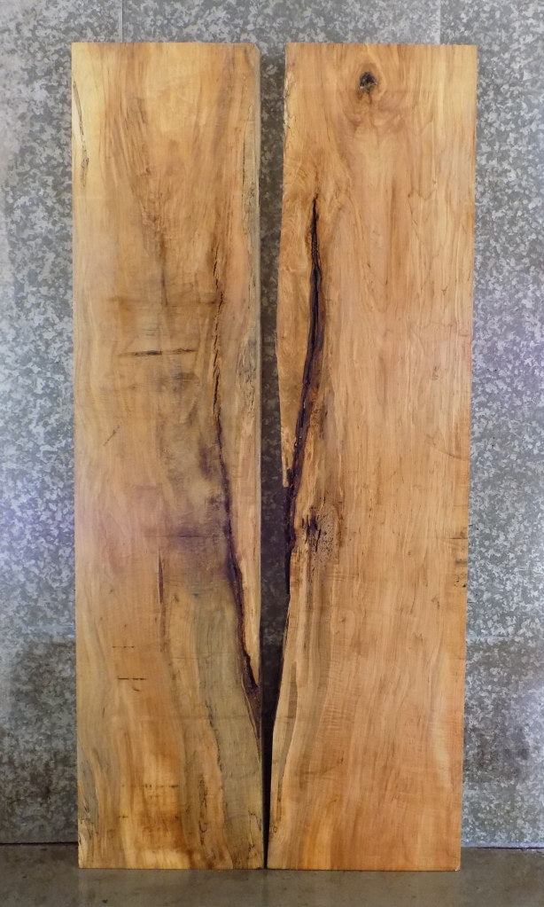 2- Spalted Maple Dining Table Top Slabs, Solid, Partial Live Edge 20311-20312