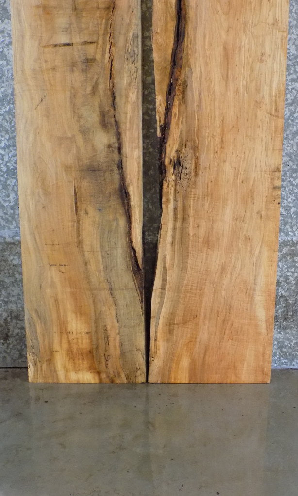 2- Spalted Maple Dining Table Top Slabs, Solid, Partial Live Edge 20311-20312