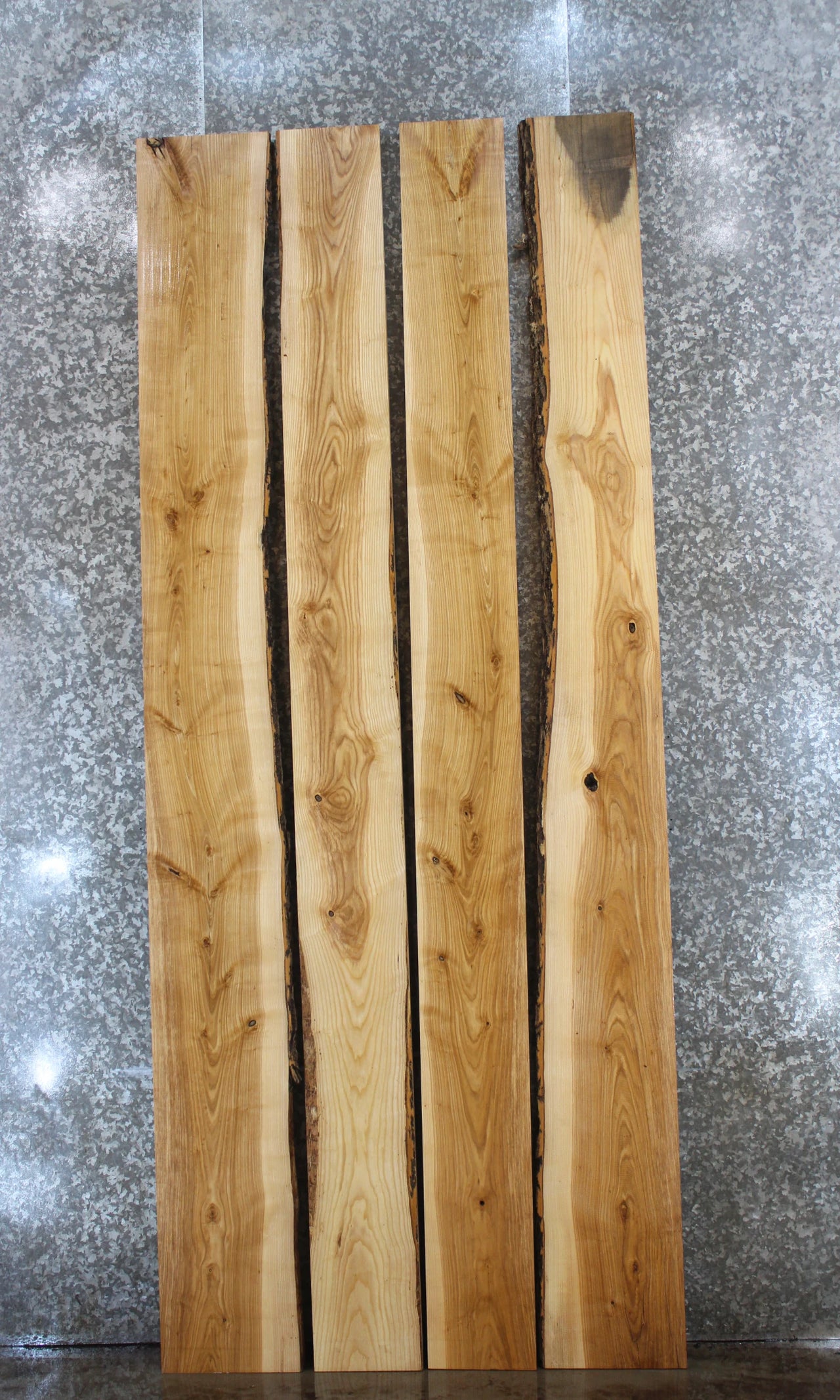 4- Bookmatched Live Edge Ash Conference Table Top, Wood Slabs 20331-20334