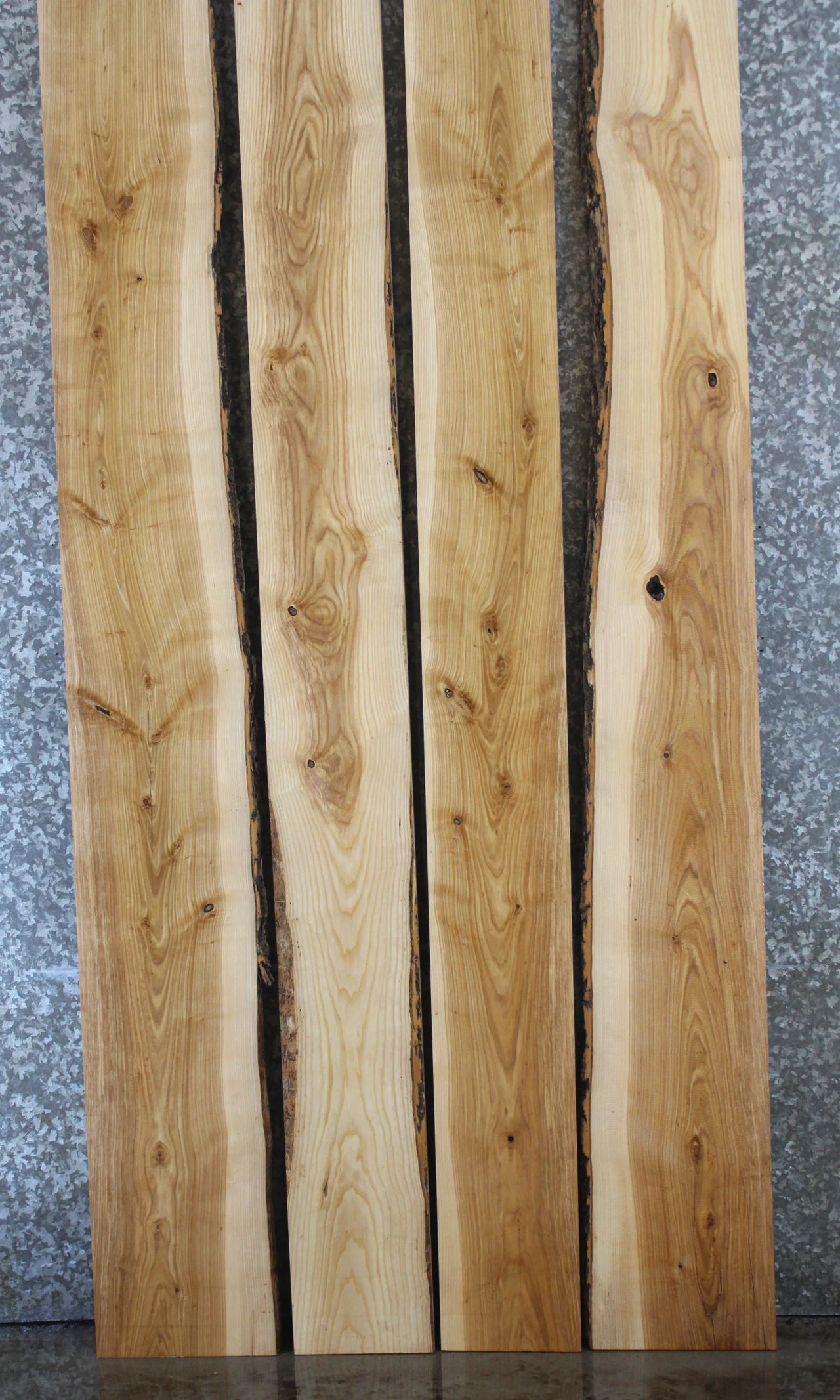 4- Bookmatched Live Edge Ash Conference Table Top, Wood Slabs 20331-20334