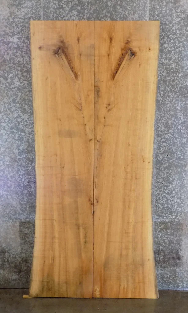 2- Bookmatched Live Edge Rustic Ash Dining Table Top Slabs 20343-20344