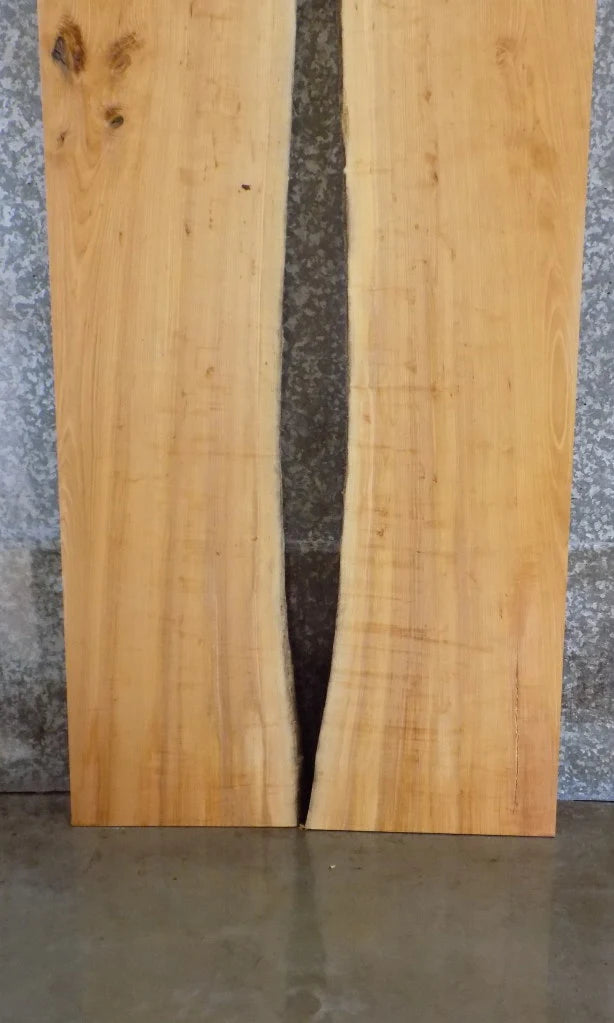 2- Bookmatched Live Edge Rustic Ash Dining Table Top Slabs 20343-20344