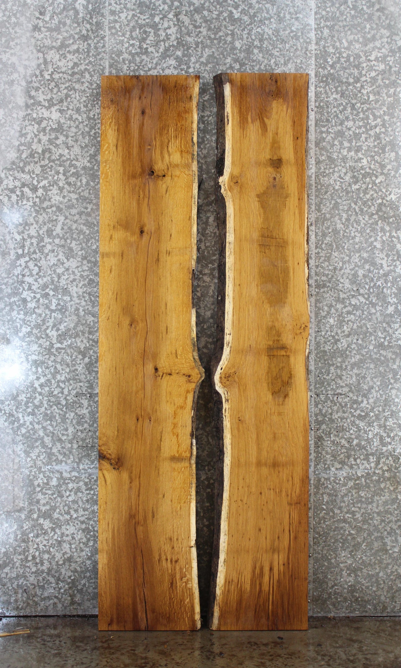 2- White Oak Live Edge Book Match Dining Table/Bar Top Slabs 20347-20348