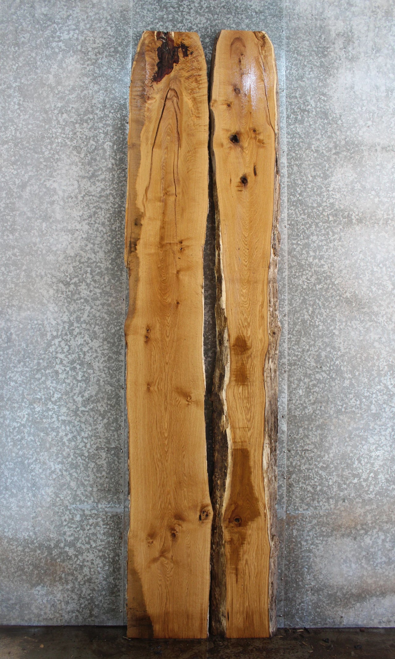 2- Live Edge Bookmatched White Oak River/Dining Table Top 20349-20350