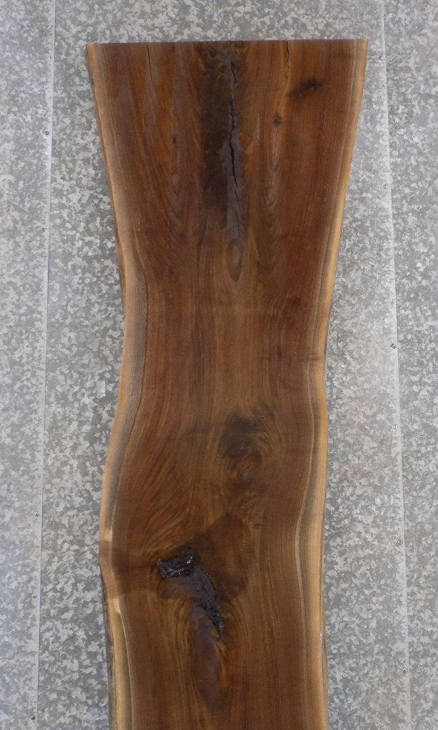 Live Edge Figured Black Walnut Rustic Bar Top, Wood Table Slab 20350