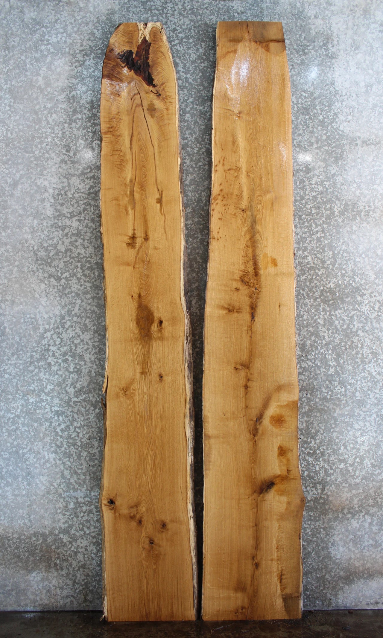 2- Bookmatched Live Edge White Oak River/Counter/Dining Table Top 20351-20352