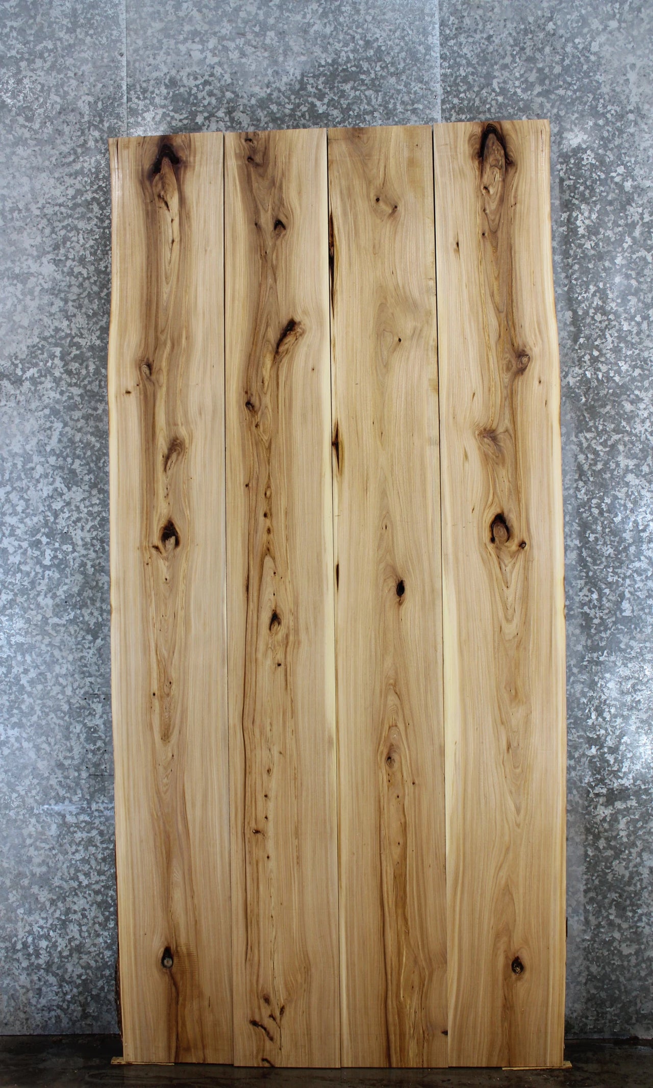 4- Bookmatched Live Edge Hickory Kitchen Table Top Slabs 20358-20361