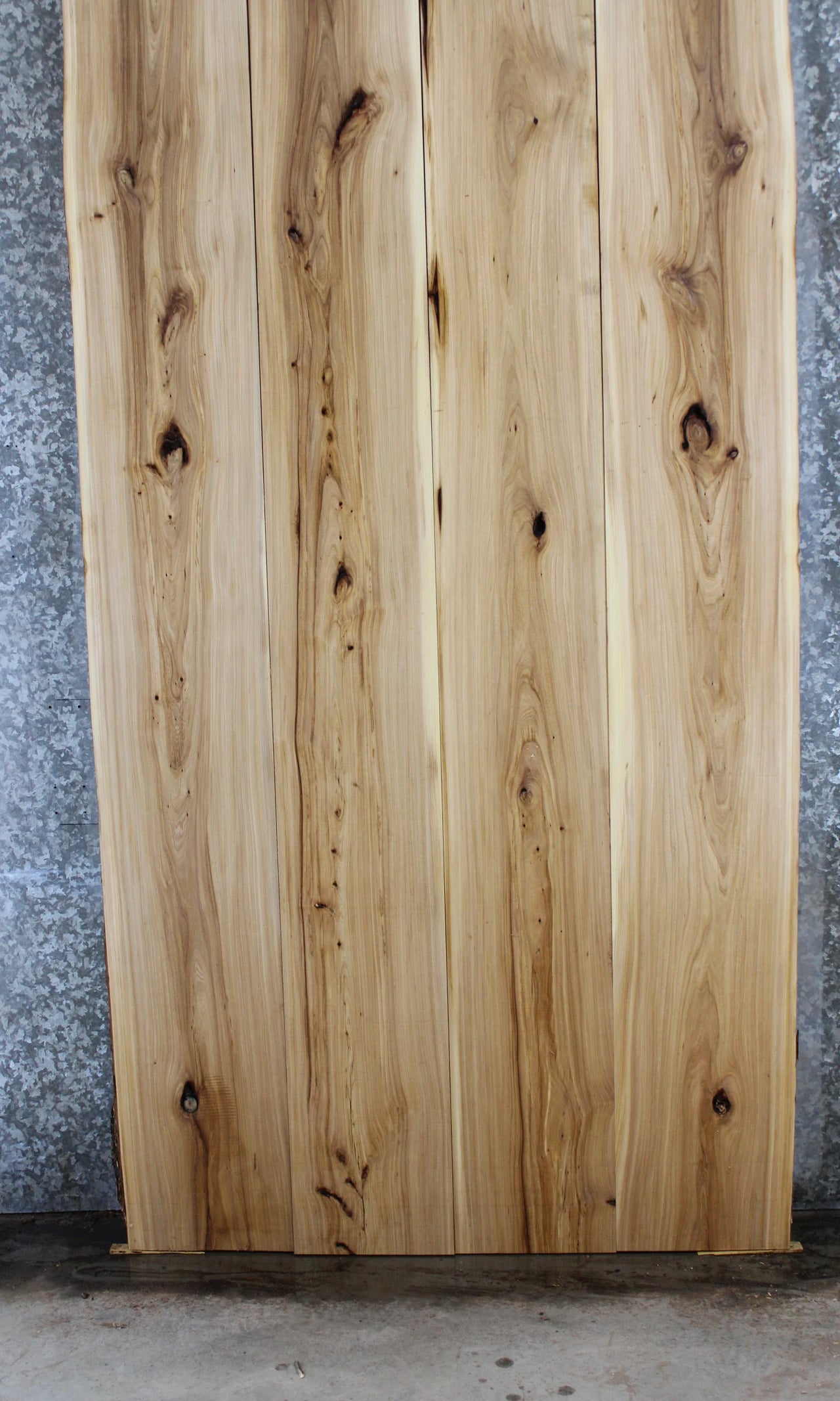4- Bookmatched Live Edge Hickory Kitchen Table Top Slabs 20358-20361