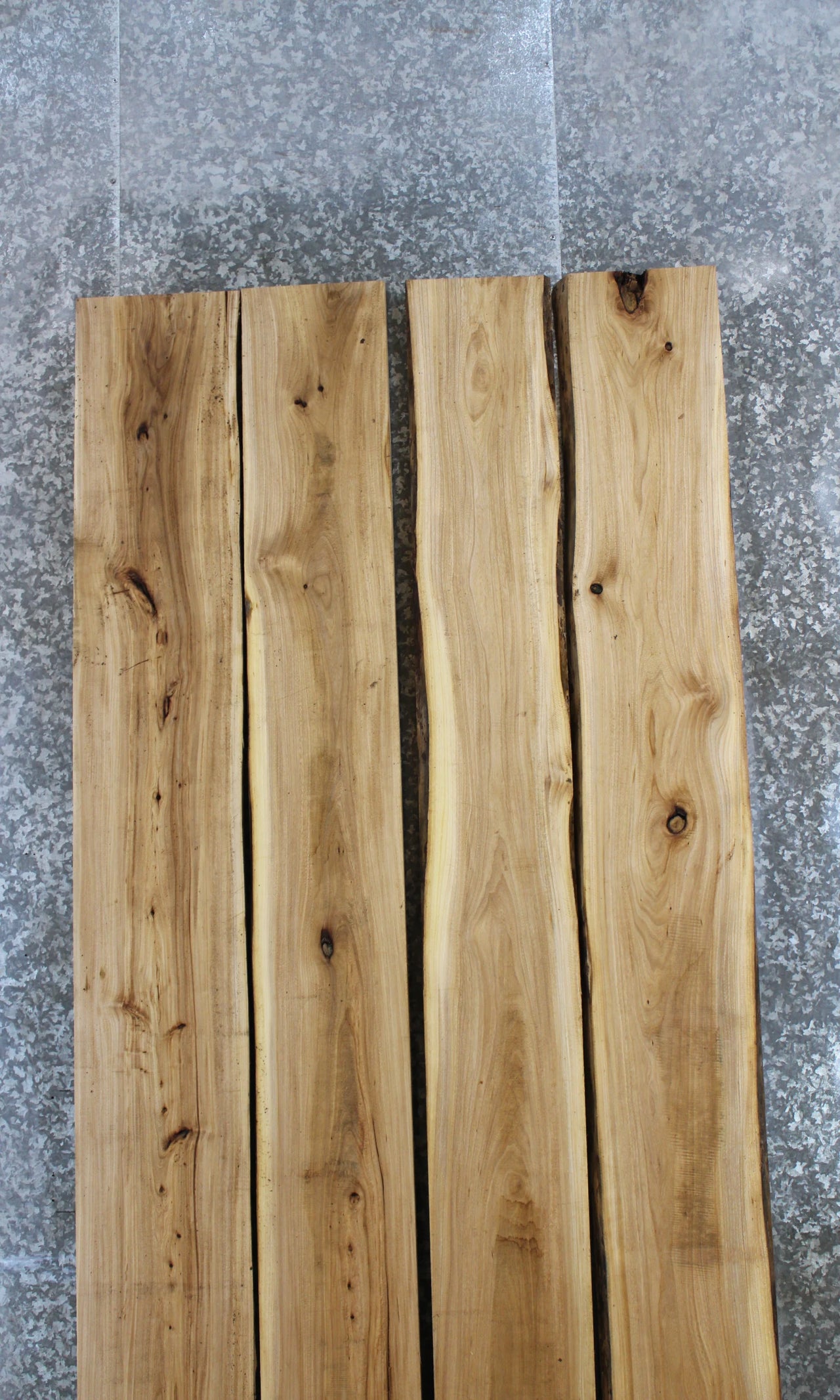 4- Bookmatched Live Edge Hickory Kitchen Table Top Slabs 20358-20361