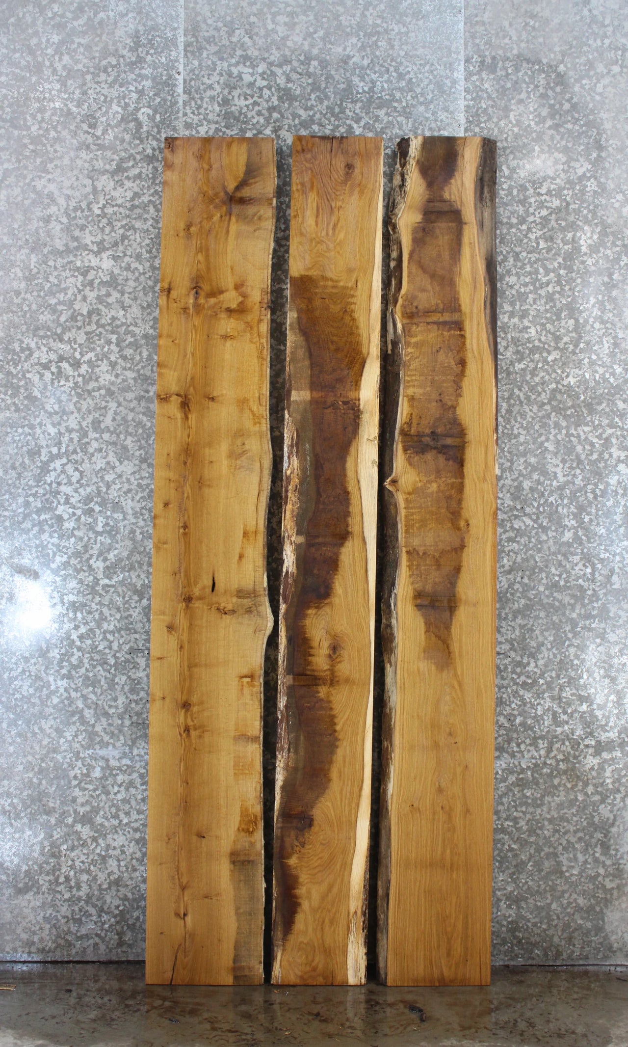 3- White Oak Live Edge Book Match Dining Table Top Slabs 20364-20366